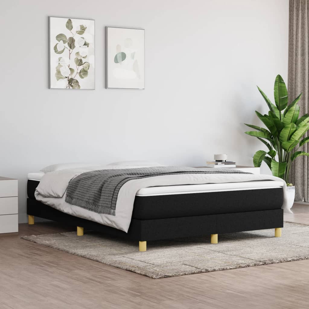 Boxspring-sängram svart 140x200 cm tyg