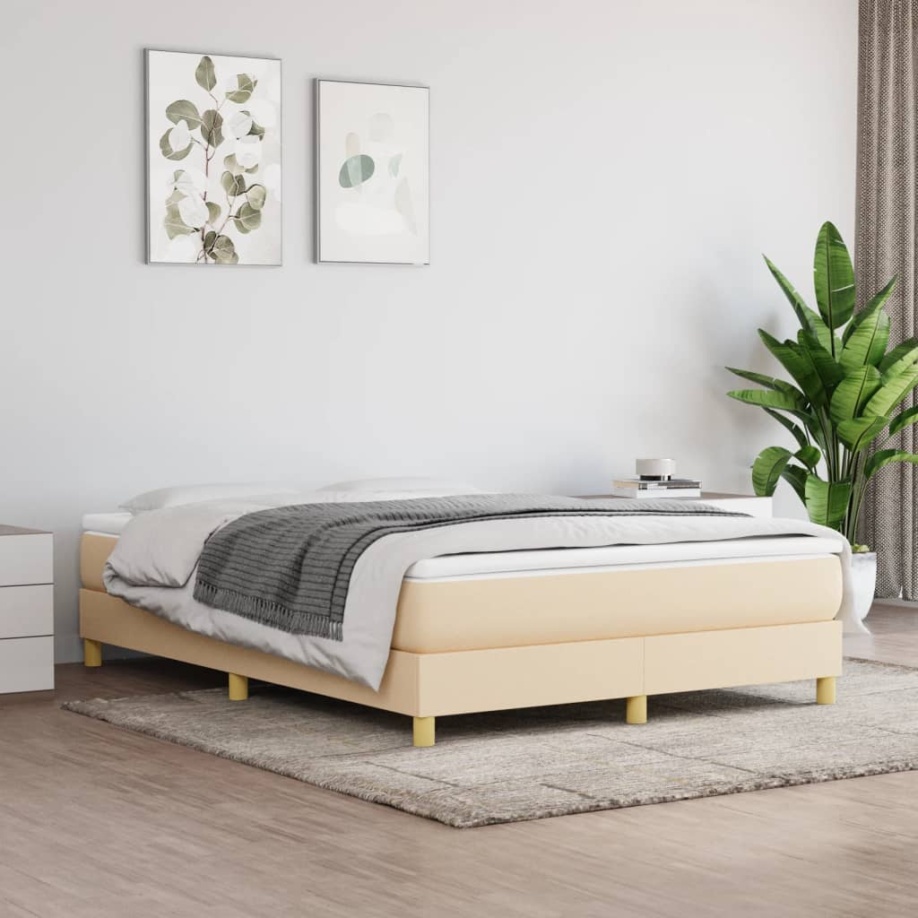Boxspring-sängram gräddvit 140x200 cm tyg