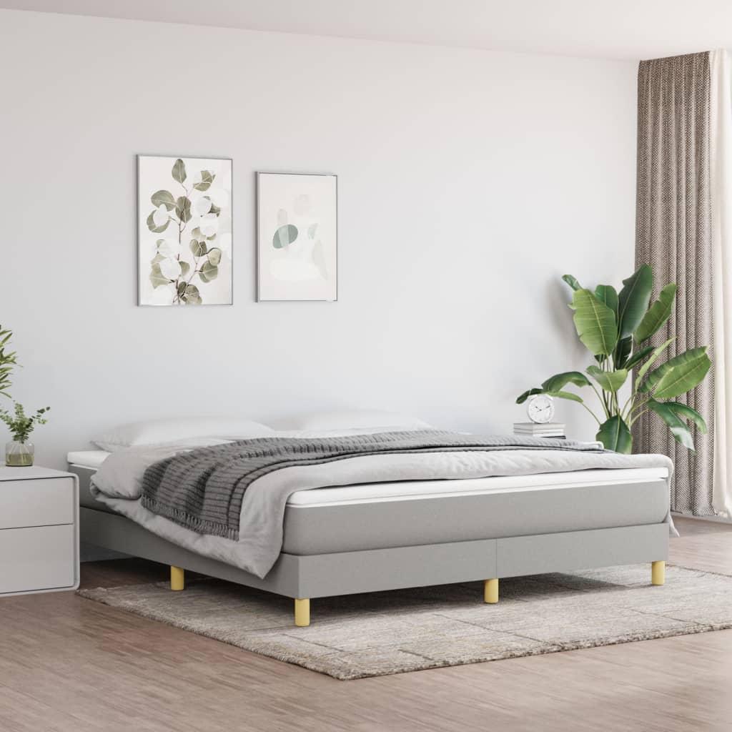Boxspring-sängram ljusgrå 160x200 cm tyg
