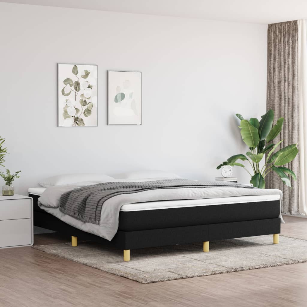 Boxspring-sängram svart 180x200 cm tyg