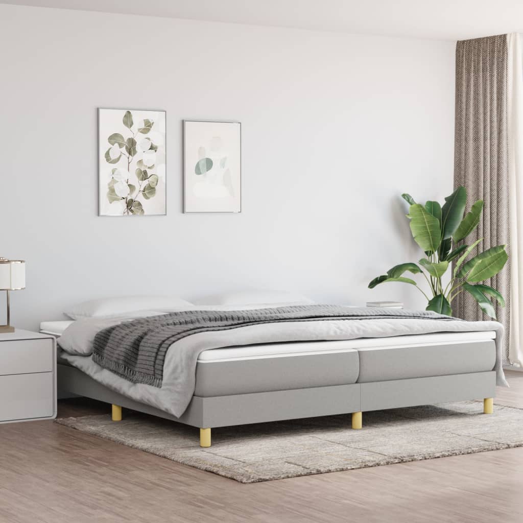Boxspring-sängram ljusgrå 200x200 cm tyg
