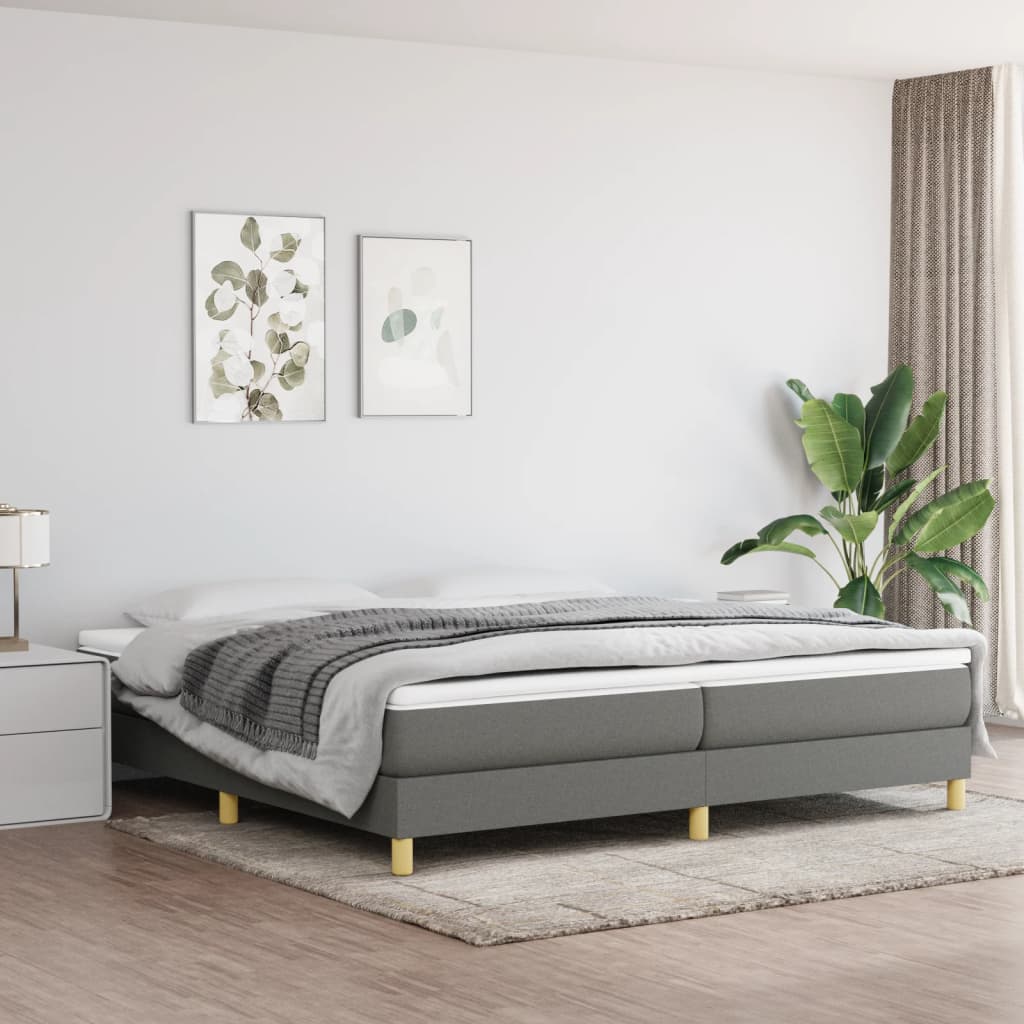 Boxspring-sängram mörkgrå 200x200 cm tyg