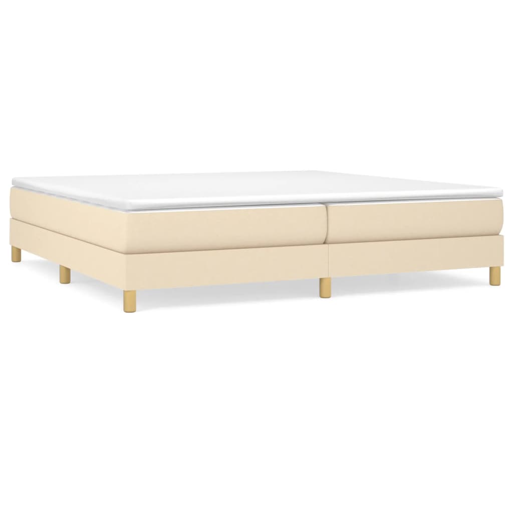 Boxspring-sängram gräddvit 200x200 cm tyg