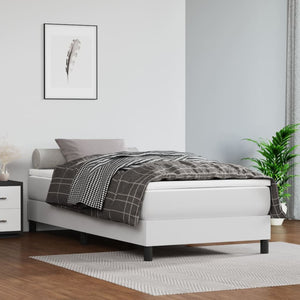 Boxspring-sängram vit 90x200 cm konstläder