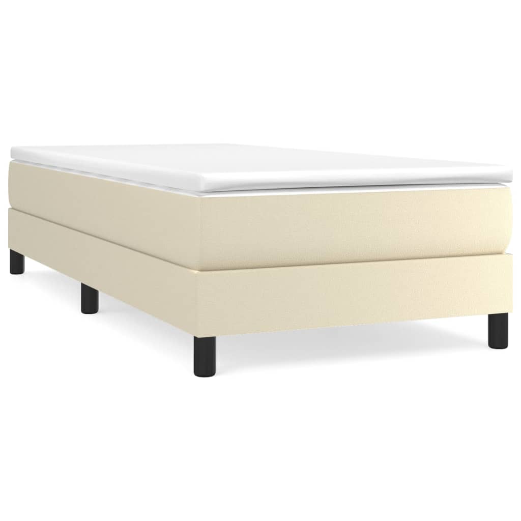 Boxspring-sängram gräddvit 90x200 cm konstläder