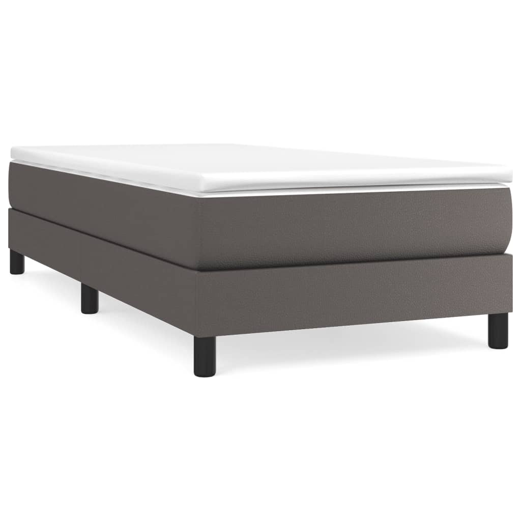Boxspring-sängram grå 100x200 cm konstläder
