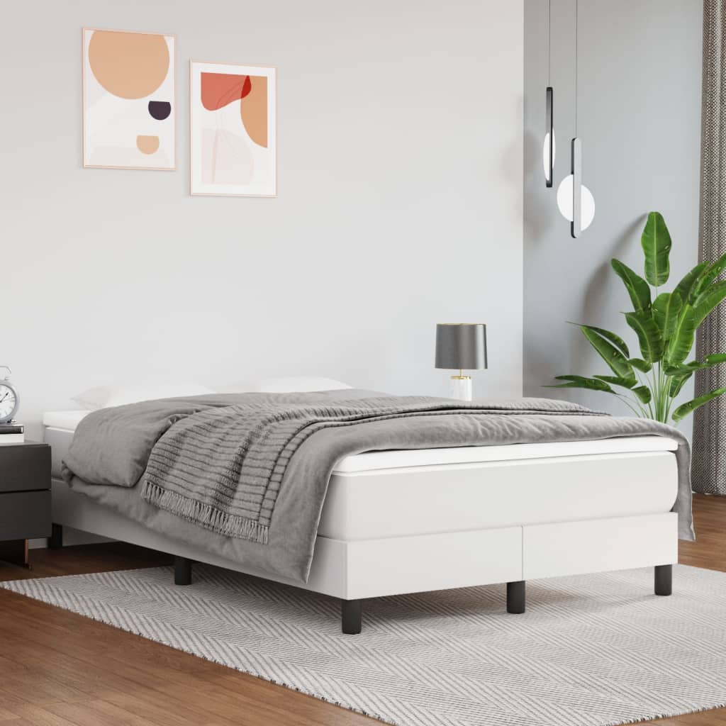 Boxspring-sängram vit 120x200 cm konstläder
