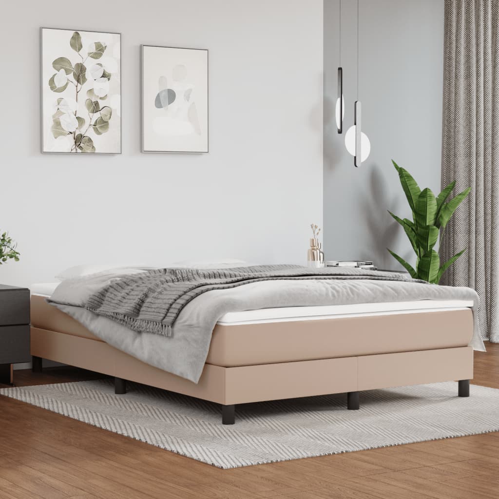 Boxspring-sängram cappuccino 140x200 cm konstläder