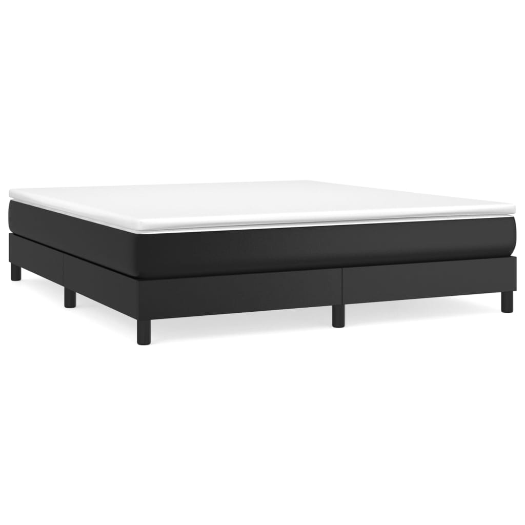 Boxspring-sängram svart 160x200 cm konstläder