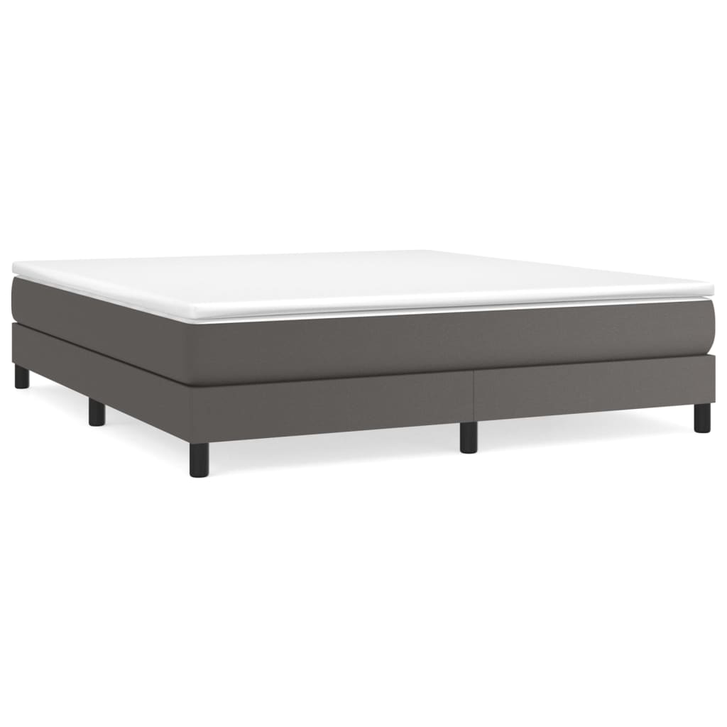 Boxspring-sängram grå 160x200 cm konstläder