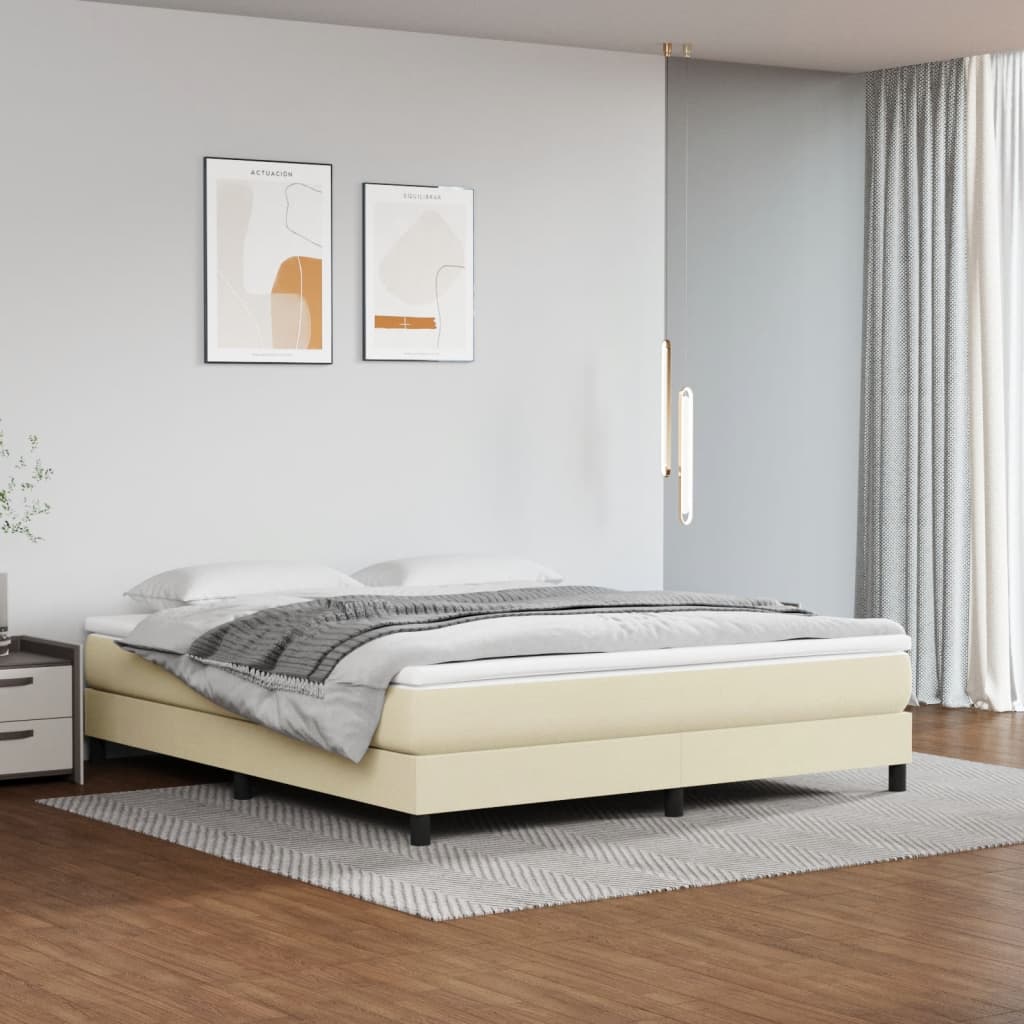 Boxspring-sängram gräddvit 180x200 cm konstläder