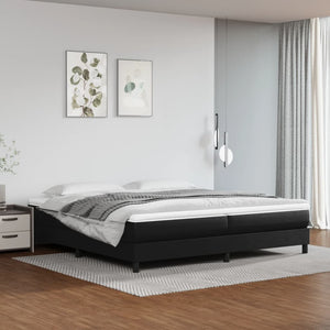 Boxspring-sängram svart 200x200 cm konstläder