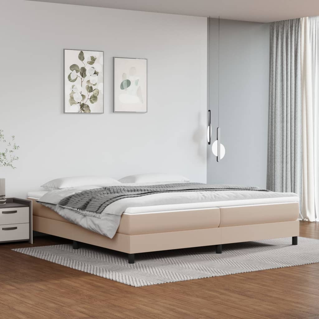 Boxspring-sängram cappuccino 200x200 cm konstläder