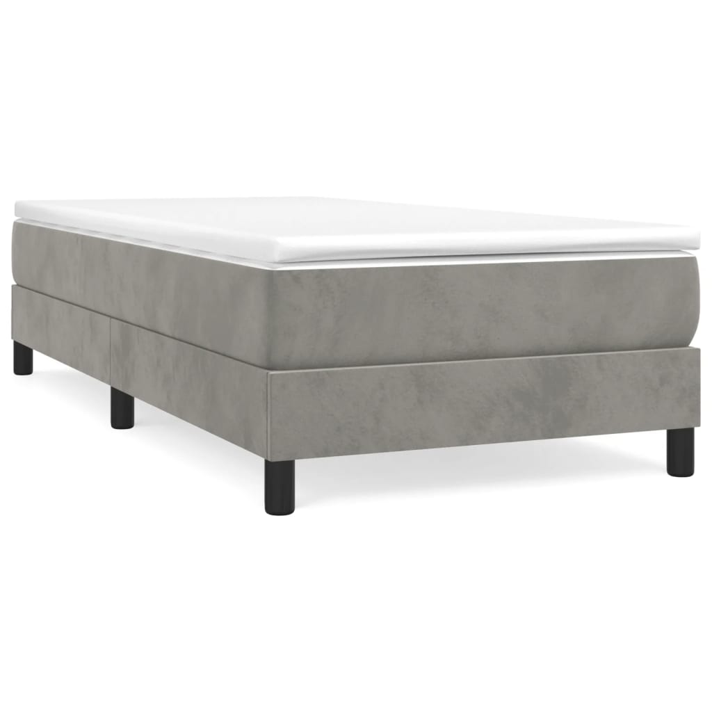 Boxspring-sängram ljusgrå 80x200 cm sammet