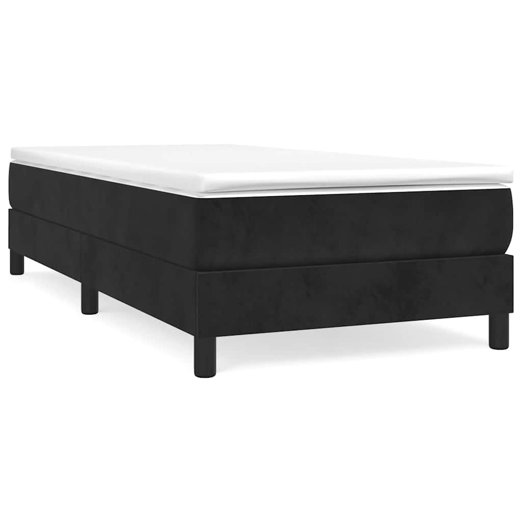 Boxspring-sängram svart 80x200 cm sammet