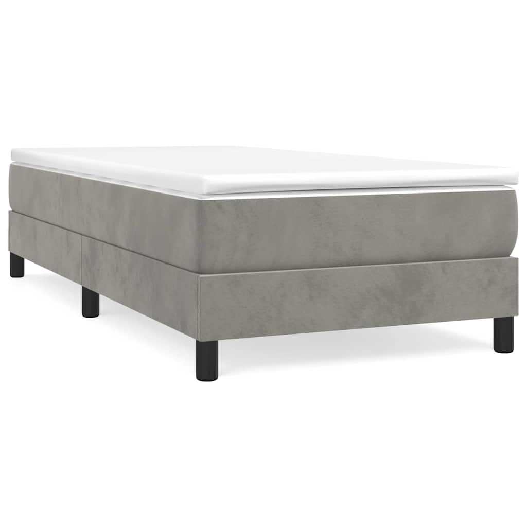 Boxspring-sängram ljusgrå 90x200 cm sammet