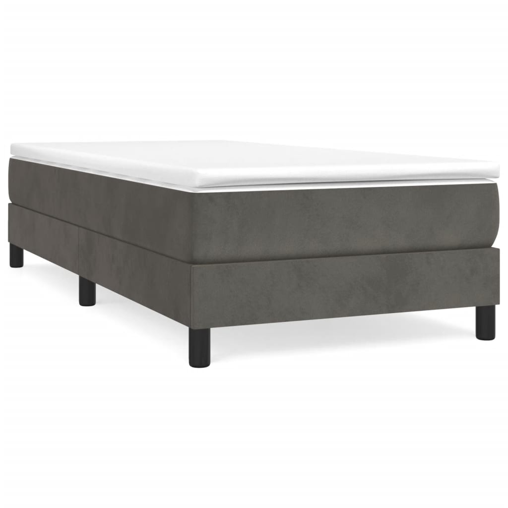 Boxspring-sängram mörkgrå 90x200 cm sammet