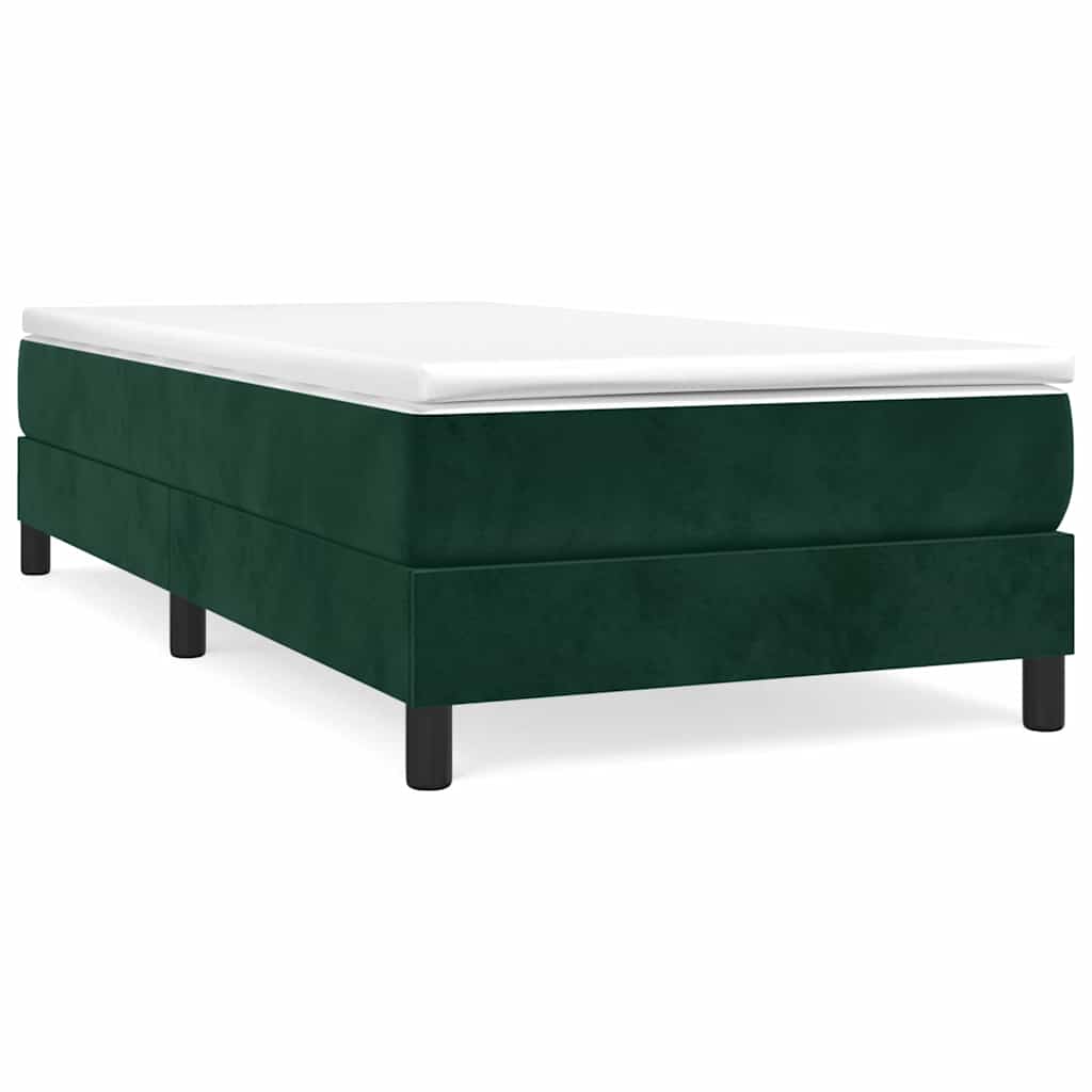 Boxspring-sängram mörkgrön 100x200 cm sammet