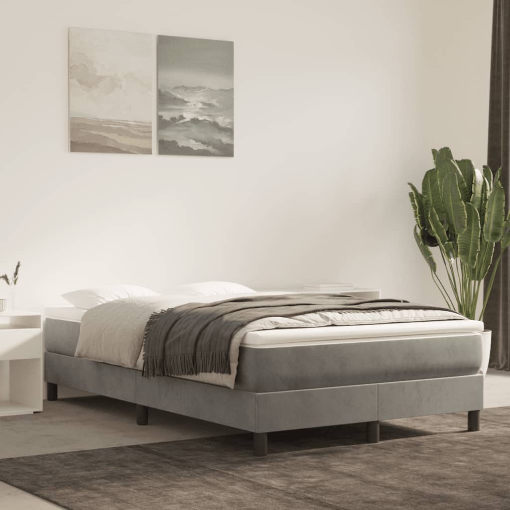 Boxspring-sängram ljusgrå 120x200 cm sammet