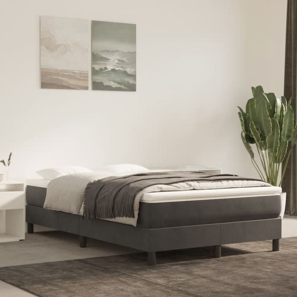 Boxspring-sängram mörkgrå 120x200 cm sammet