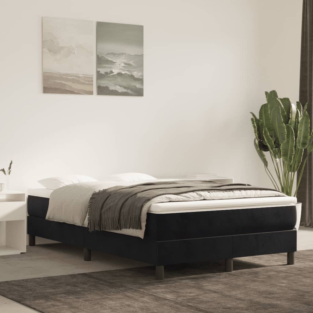 Boxspring-sängram svart 120x200 cm sammet