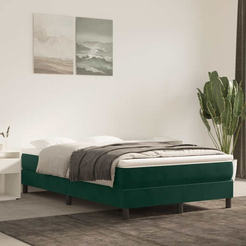 Boxspring-sängram mörkgrön 120x200 cm sammet