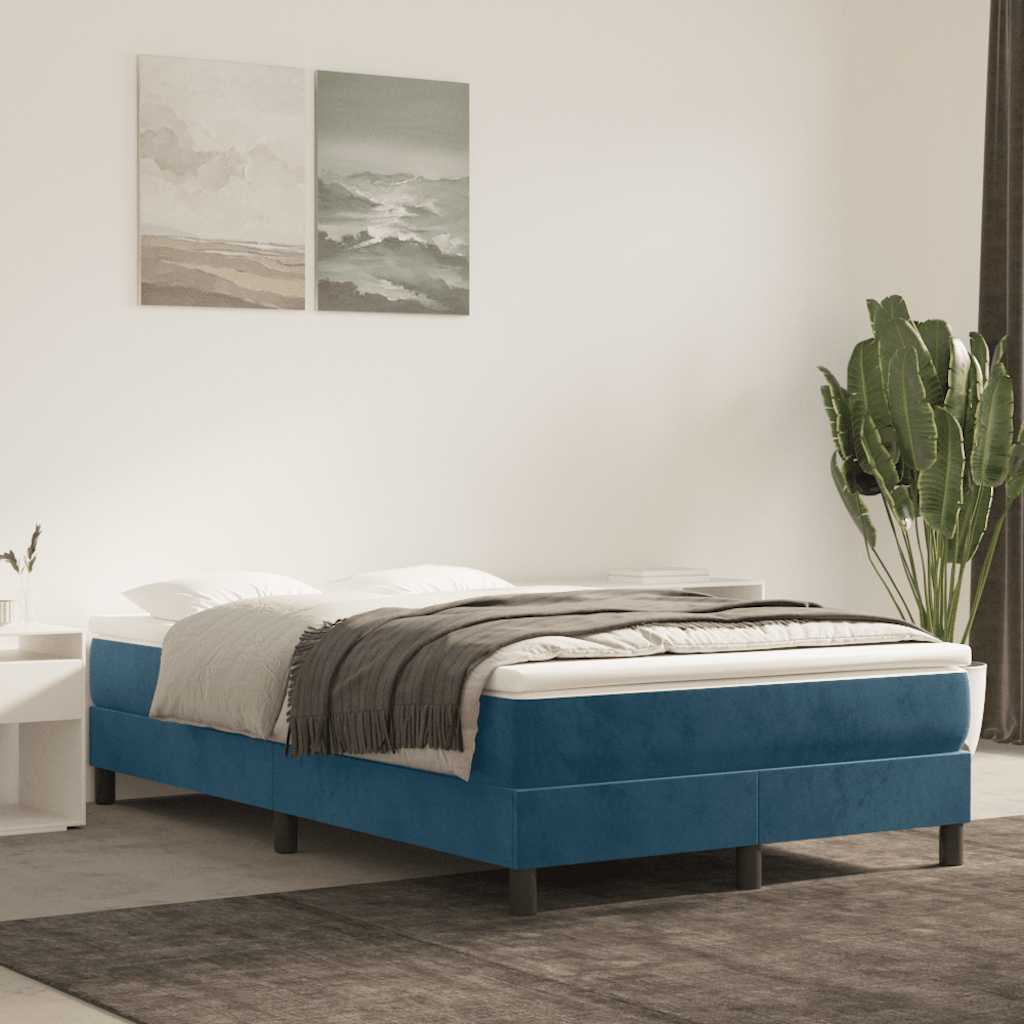 Boxspring-sängram mörkblå 120x200 cm sammet