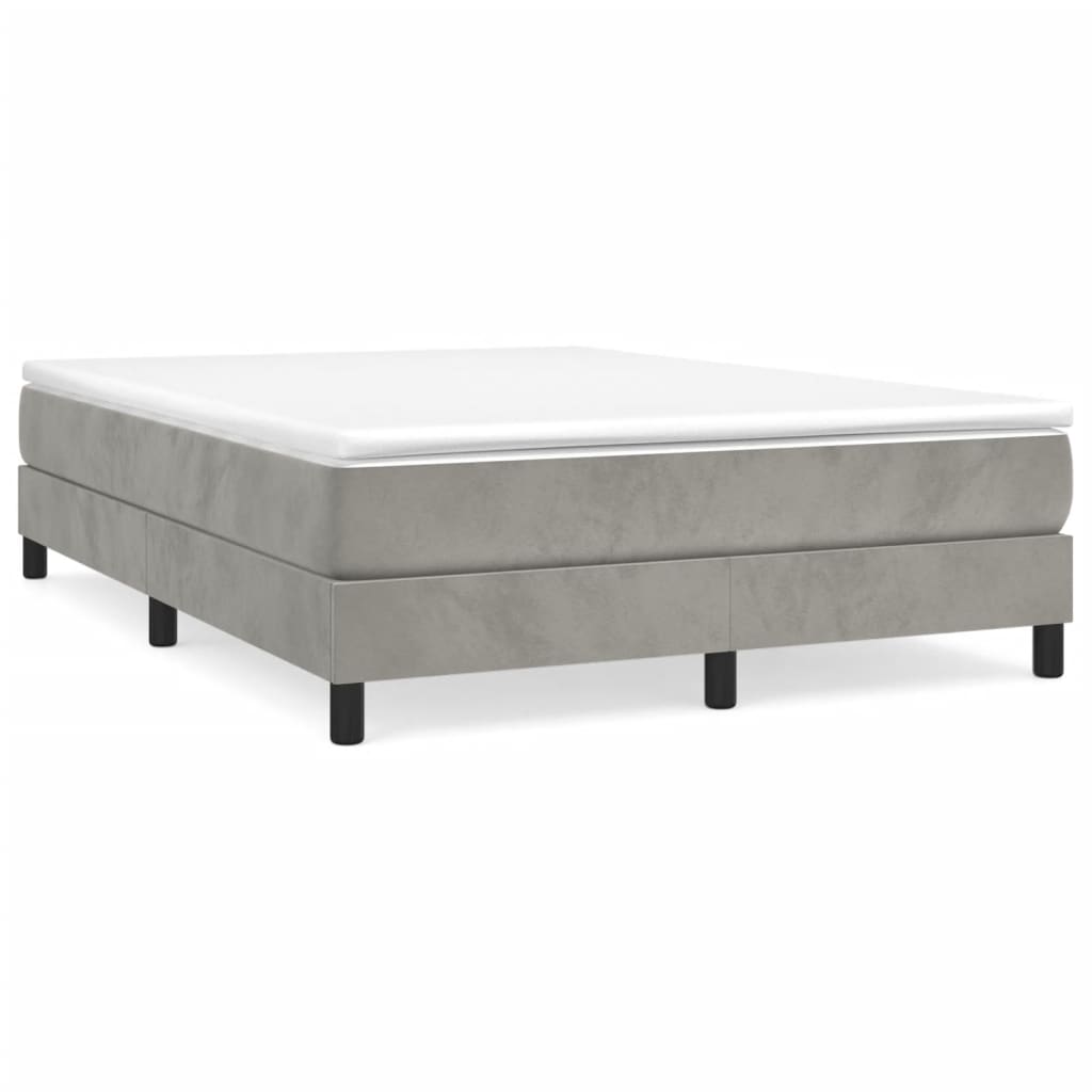 Boxspring-sängram ljusgrå 140x190 cm sammet
