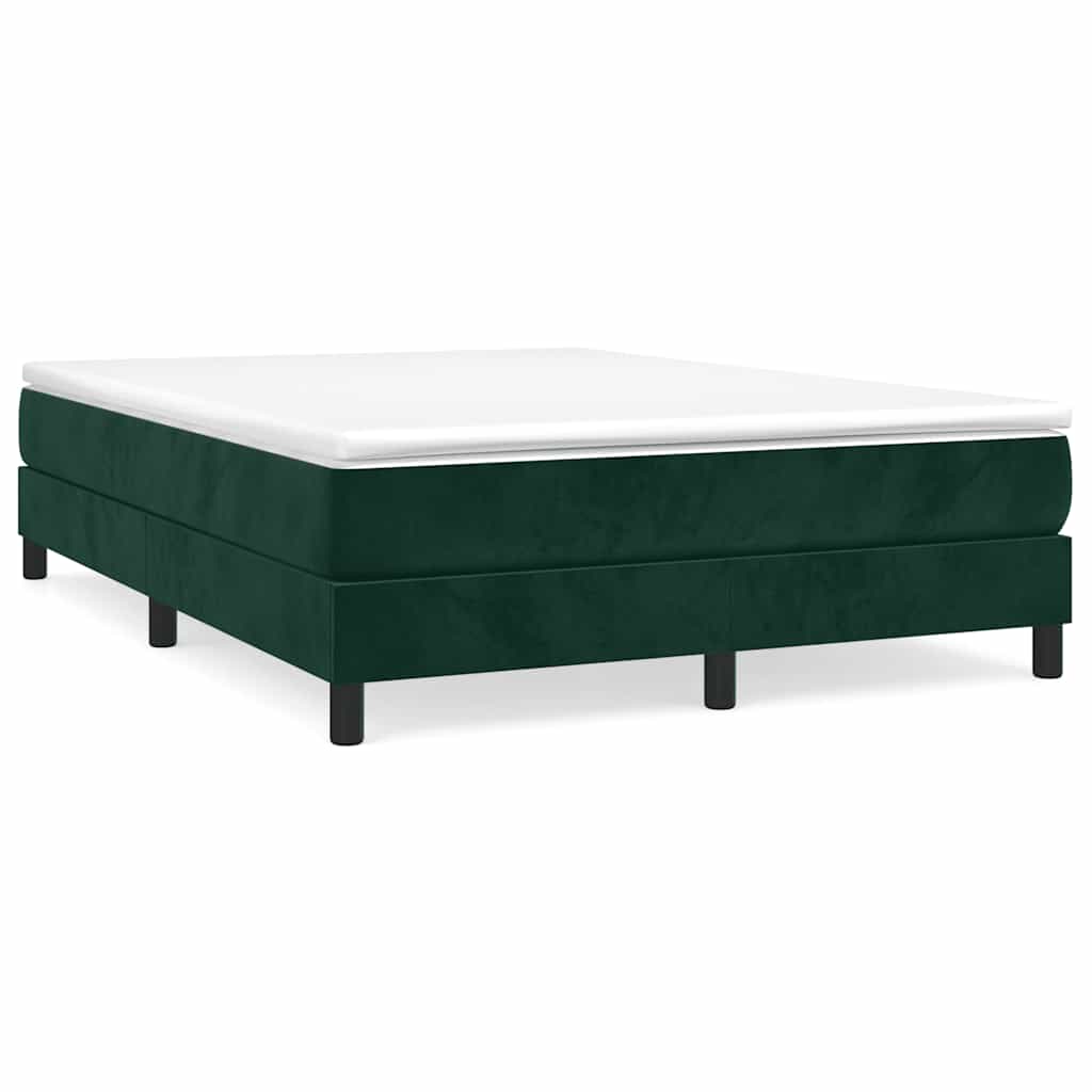 Boxspring-sängram mörkgrön 140x190 cm sammet