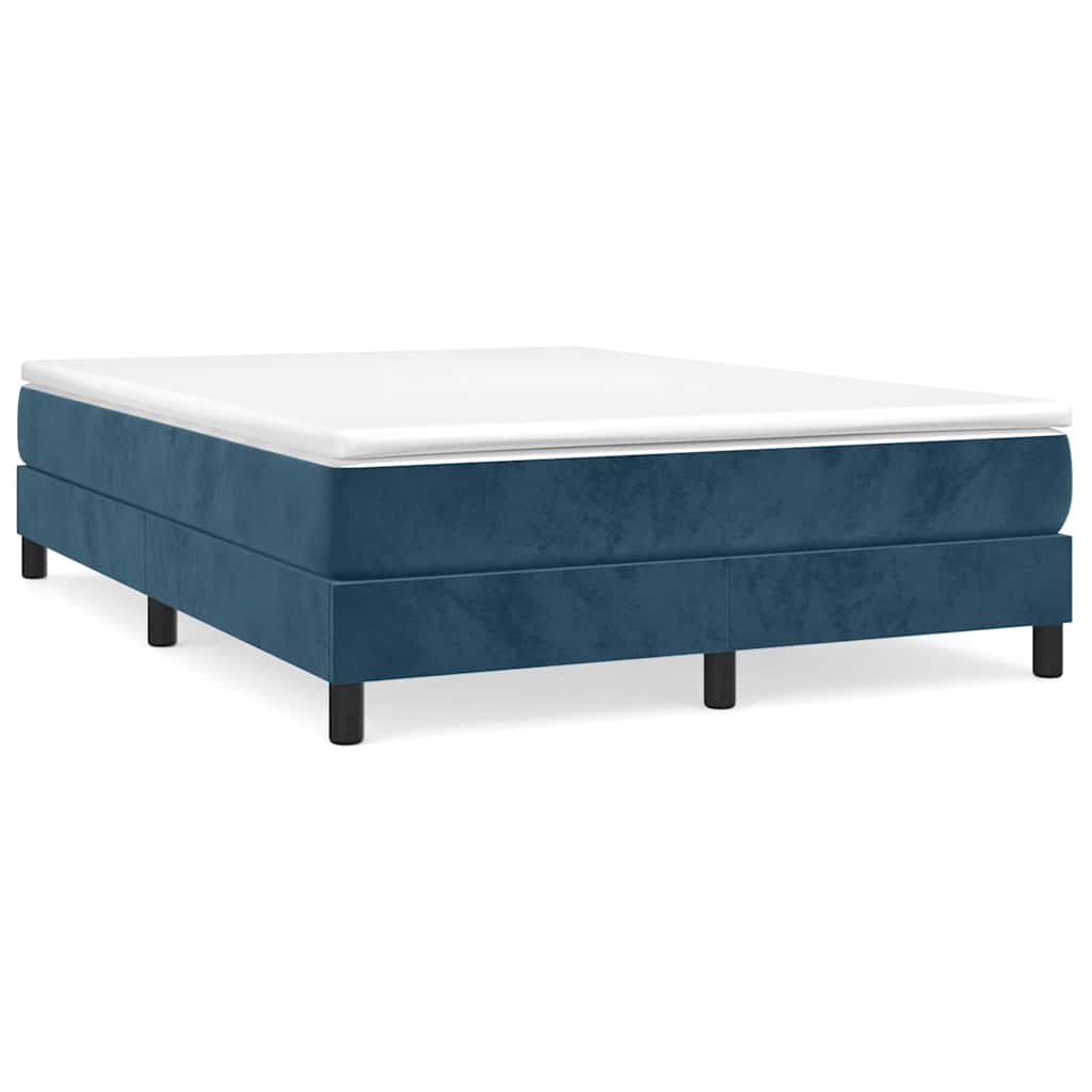 Boxspring-sängram mörkblå 140x190 cm sammet
