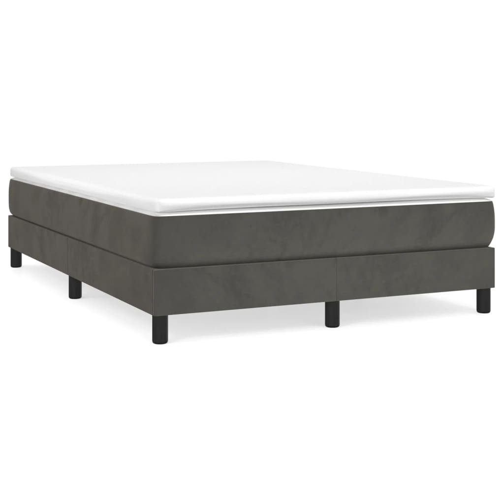 Boxspring-sängram mörkgrå 140x200 cm sammet