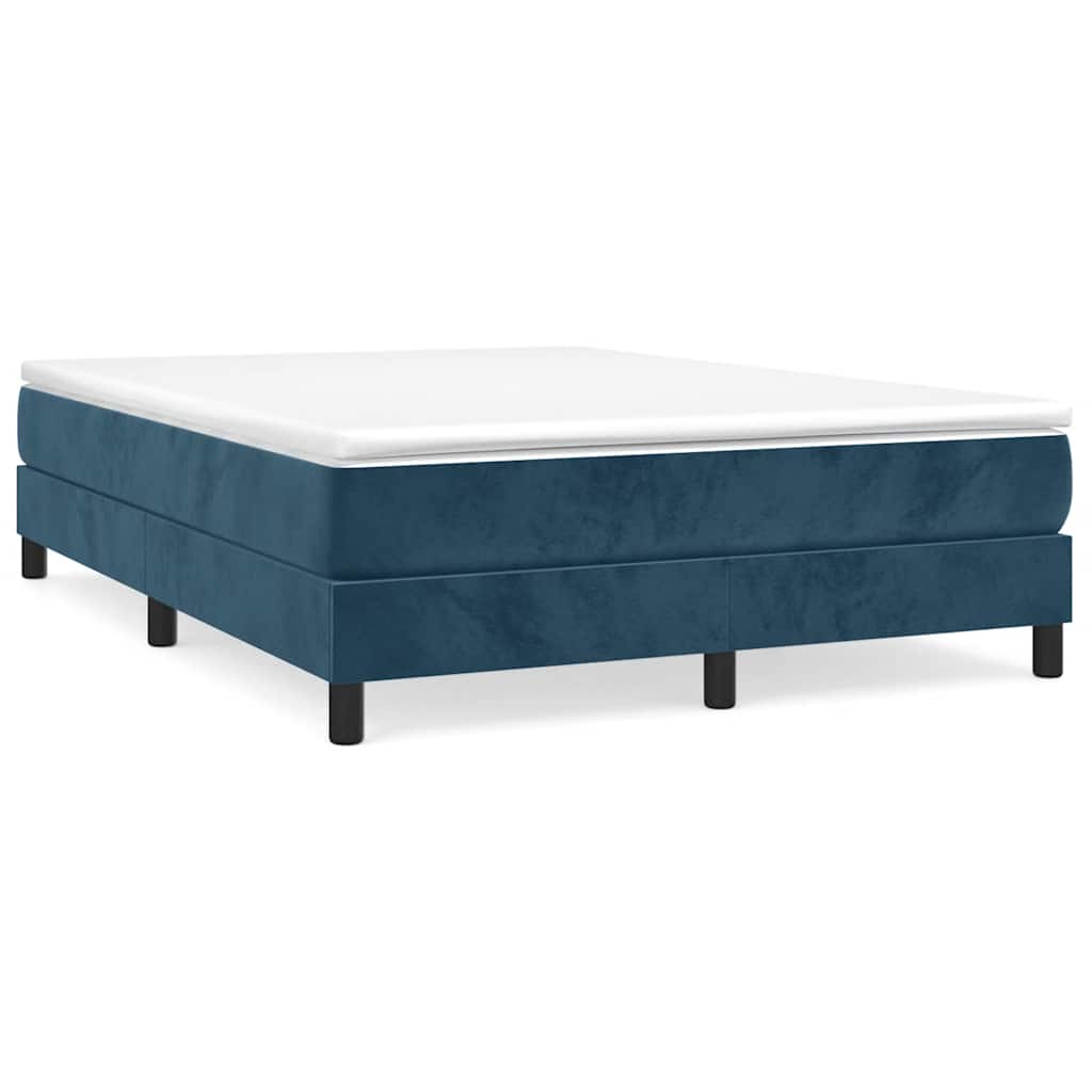 Boxspring-sängram mörkblå 140x200 cm sammet