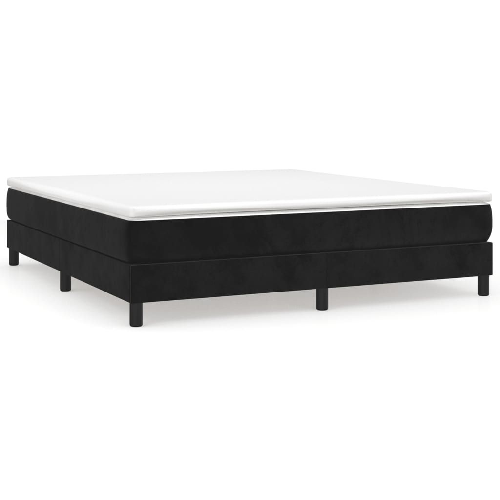 Boxspring-sängram svart 160x200 cm sammet
