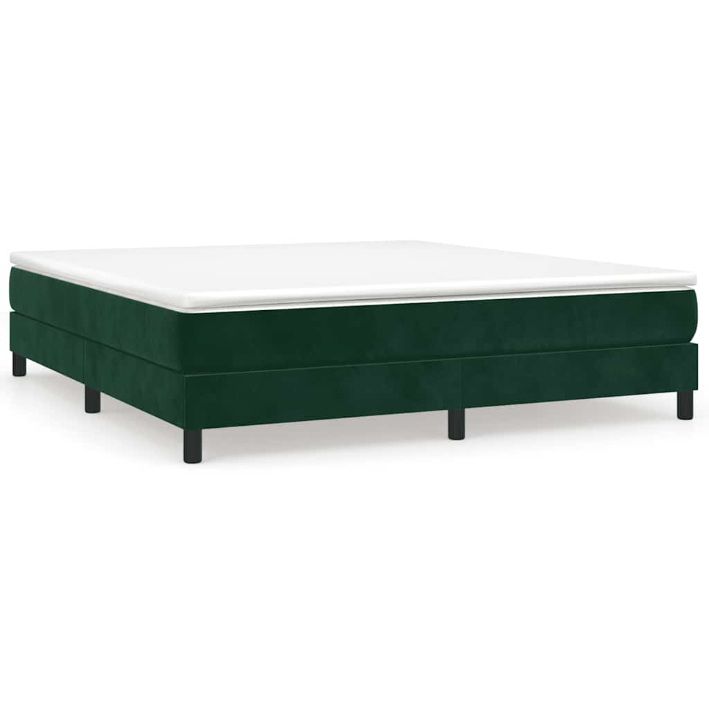 Boxspring-sängram mörkgrön 160x200 cm sammet