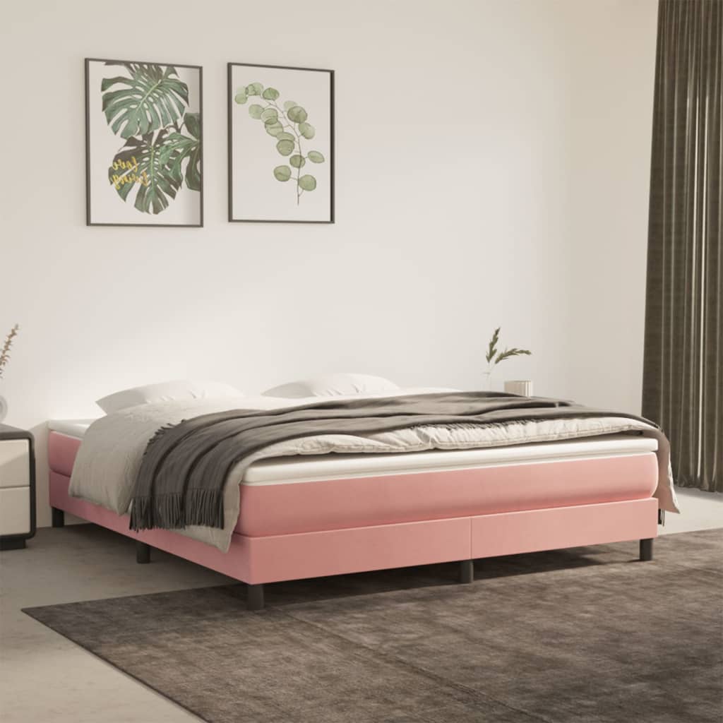 Boxspring-sängram rosa 180x200 cm sammet