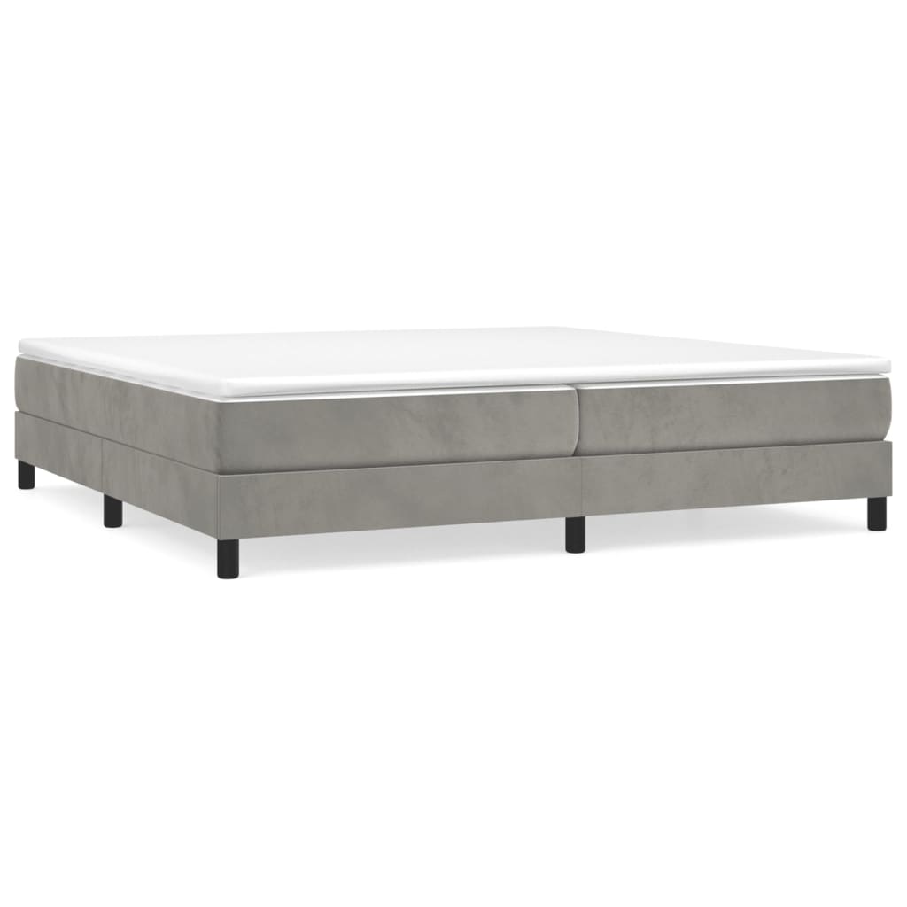 Boxspring-sängram ljusgrå 200x200 cm sammet