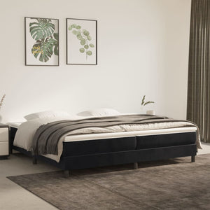 Boxspring-sängram svart 200x200 cm sammet