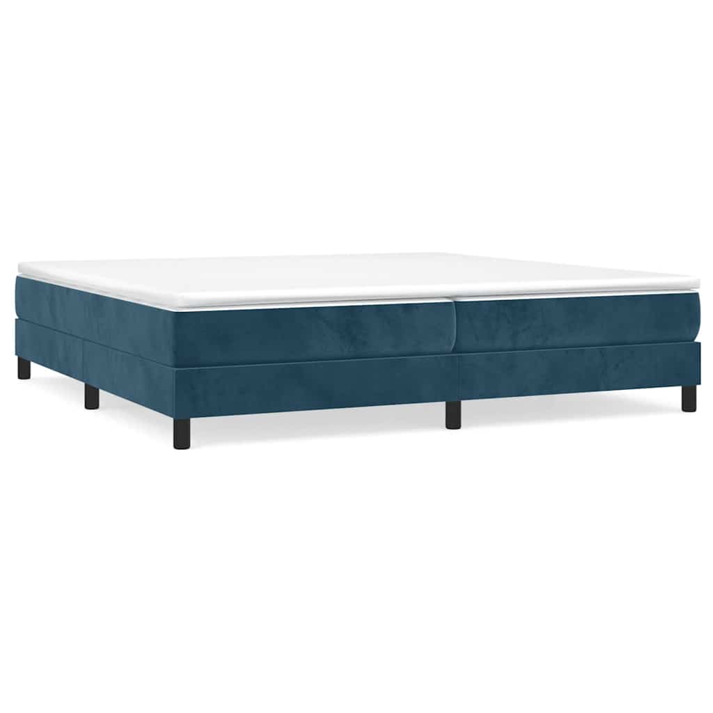 Boxspring-sängram mörkblå 200x200 cm sammet