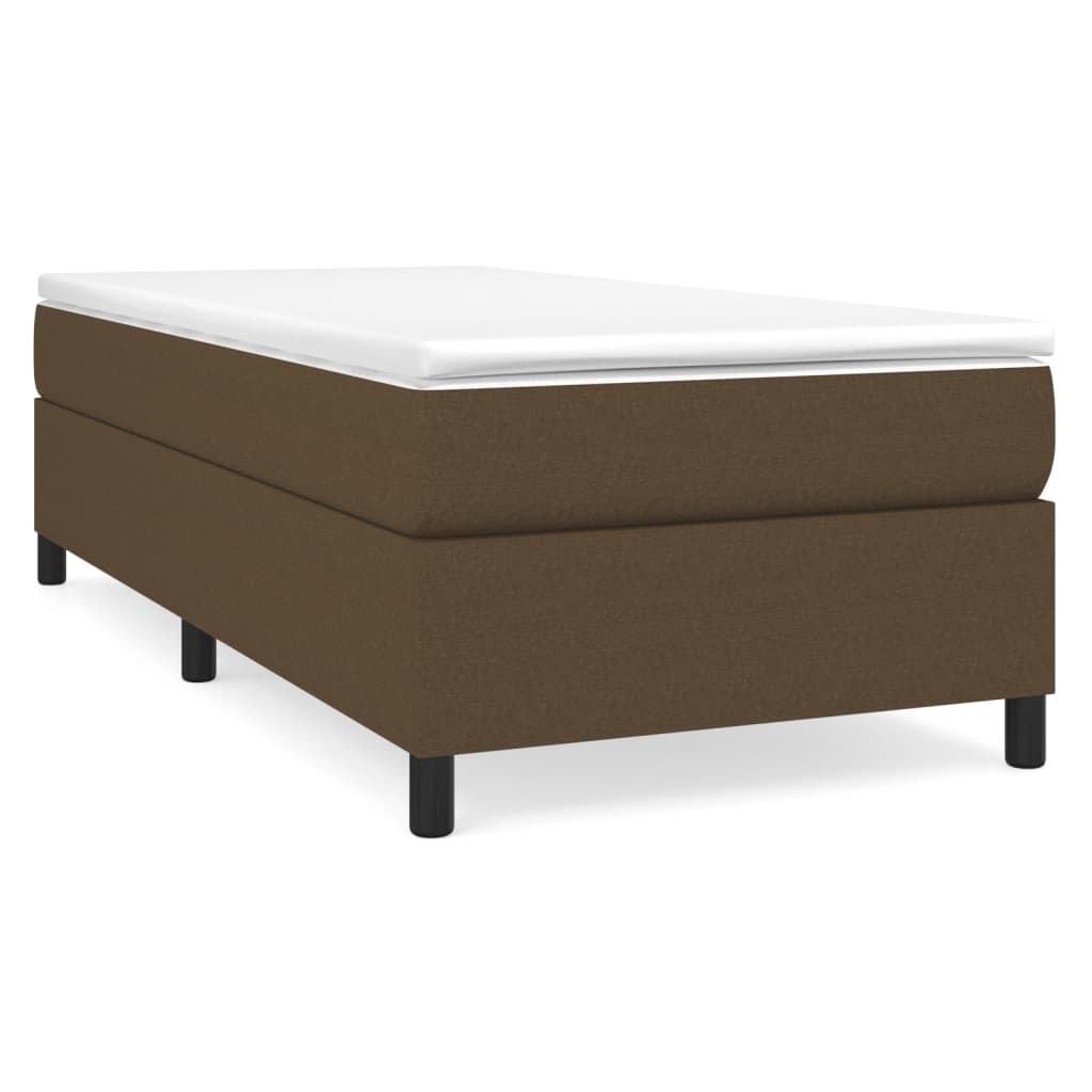 Boxspring-sängram mörkbrun 90x190 cm tyg