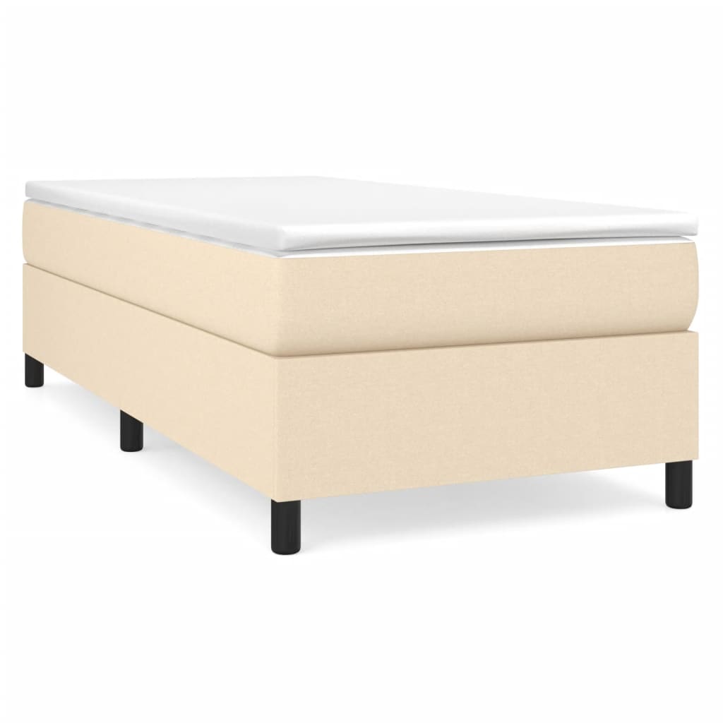 Boxspring-sängram gräddvit 90x190 cm tyg