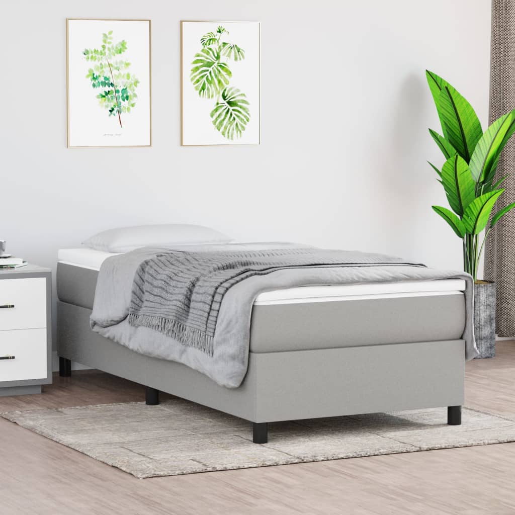 Boxspring-sängram ljusgrå 90x200 cm tyg