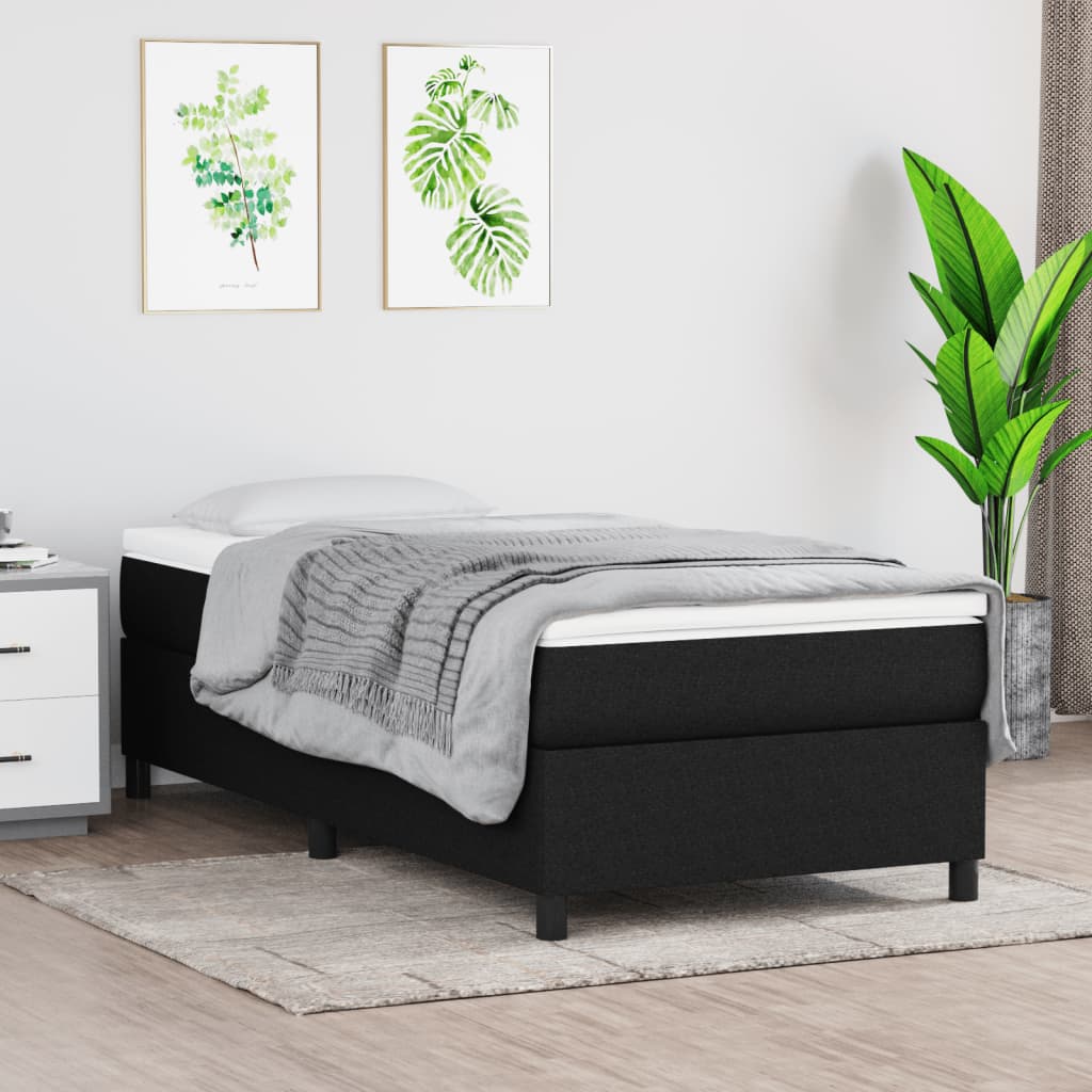 Boxspring-sängram svart 90x200 cm tyg