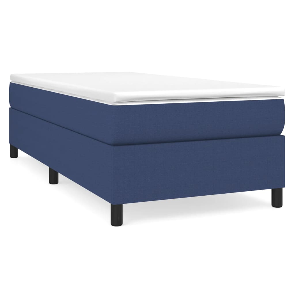 Boxspring-sängram blå 90x200cm tyg