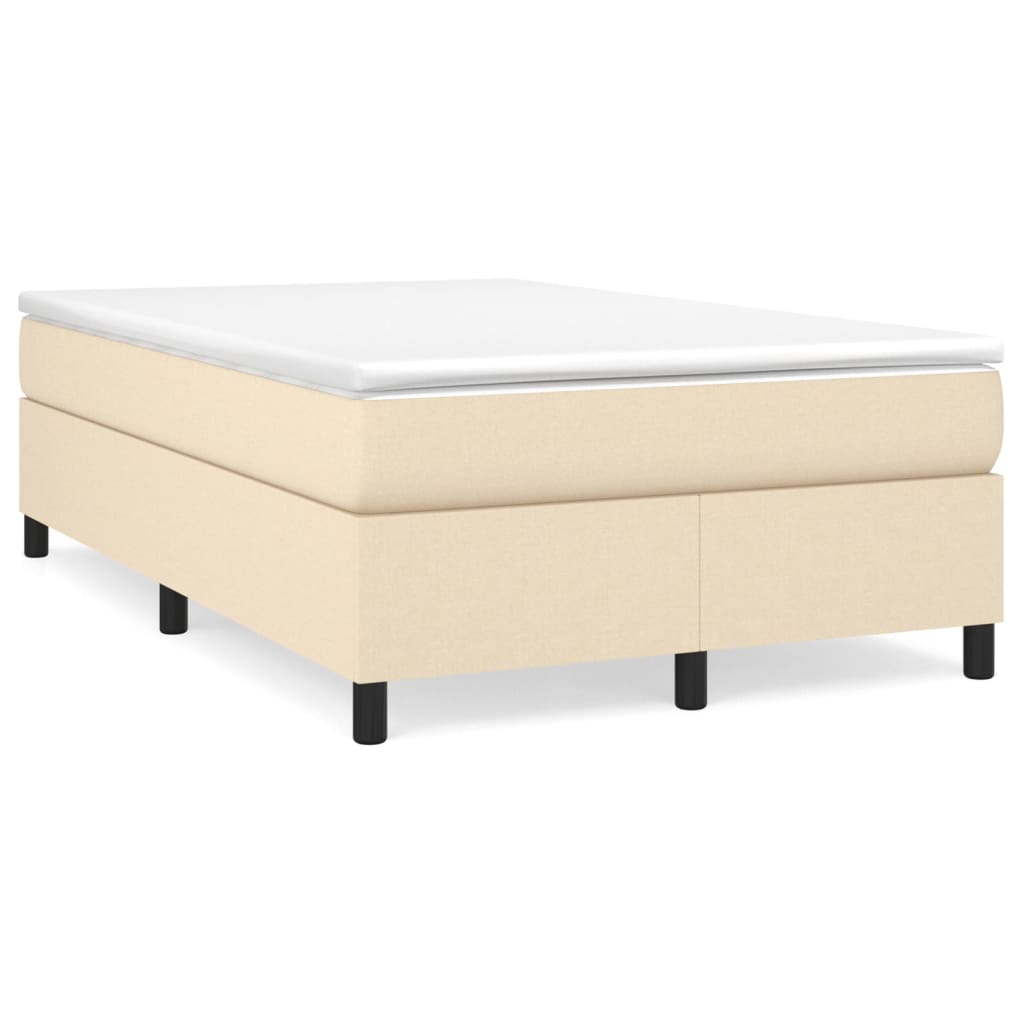 Boxspring-sängram gräddvit 120x200 cm tyg