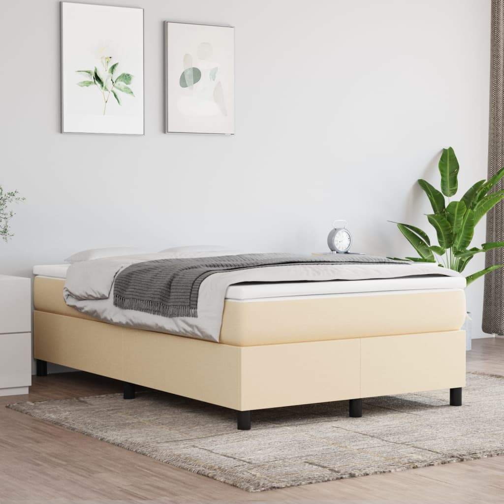 Boxspring-sängram gräddvit 120x200 cm tyg