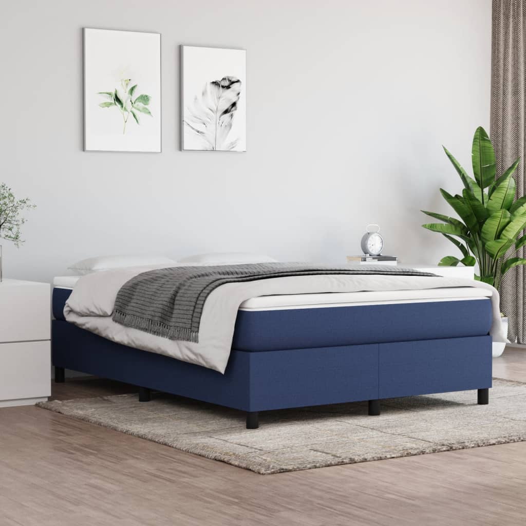 Boxspring-sängram blå 140x190 cm tyg