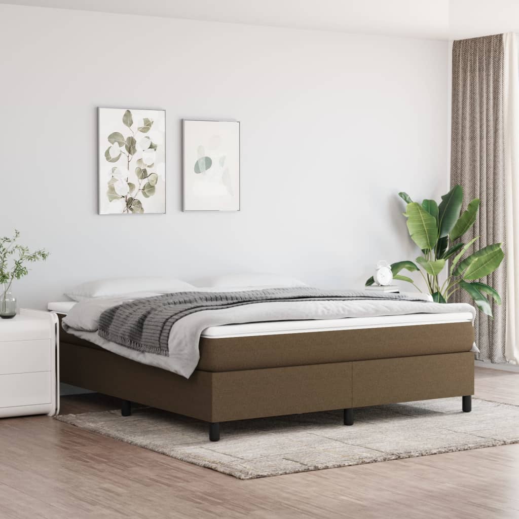Boxspring-sängram mörkbrun 180x200 cm tyg