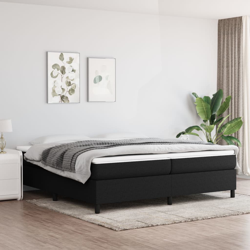 Boxspring-sängram svart 200x200 cm tyg