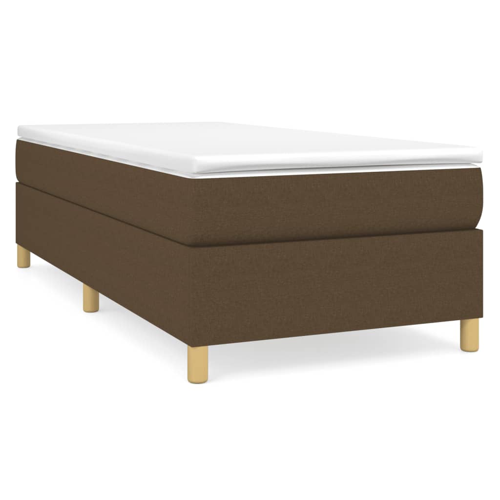 Boxspring-sängram mörkbrun 80x200 cm tyg