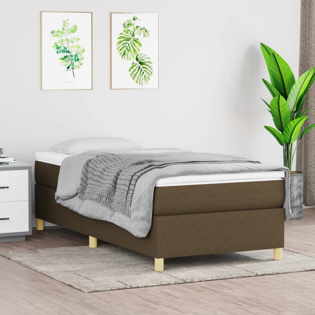 Boxspring-sängram mörkbrun 80x200 cm tyg